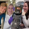 Collage mit 5 Personen Frau, Mann, Frau, Mann, Frau; jeder symbolisiert ein anderes Berufsbild